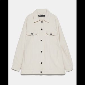 Zara Cream Velvet Overshirt/Jacket NWT